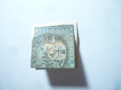 State vechi Germania Wuerttemberg 18 kreuzer 1857 ,pe fragment , cu defecte foto