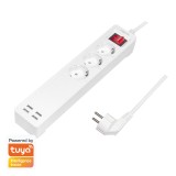 PRELUNGITOR LOGILINK, Wi-Fi Smart, Schuko x 3, USB x 4 5V/2.1 A max. 10.5W, prot. Supracurent / supratensiune, IP20, compatibil TUYA, Amazon Alexa si