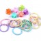 Set accesorii pentru par, 25 elastice + 16 clesti, plastic textil, multicolor