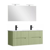 Trent Mobilier de baie 120 cm lavoar ceramic cu oglindă 60x120 cm verde deschis