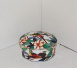 Casetă octogonală, porțelan japonez, decorată manual - kakiemon style, decor Tropicale - Takahashi Japonia