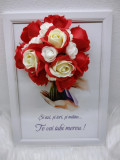 Rama A4 cu decorațiune de flori de săpun și text &quot;Te voi iubi mereu&quot;