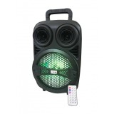 Boxa portabila Lige cu Bluetooth, AUX-in, Radio FM, Cititor USB, Card TF, Lumini LED DJ, Telecomanda, Negru, Portabil