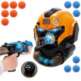 Cumpara ieftin Set Pistol de Jucarie cu Bile din Spuma si Tinta Robot, Afisaj LCD, Lumini si Sunete, Joc Interactiv in Aer Liber, pentru Copii, Multicolor