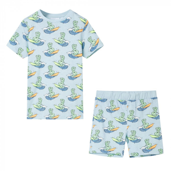 Pijamale pentru copii cu m&acirc;neci scurte, albastru deschis, 104
