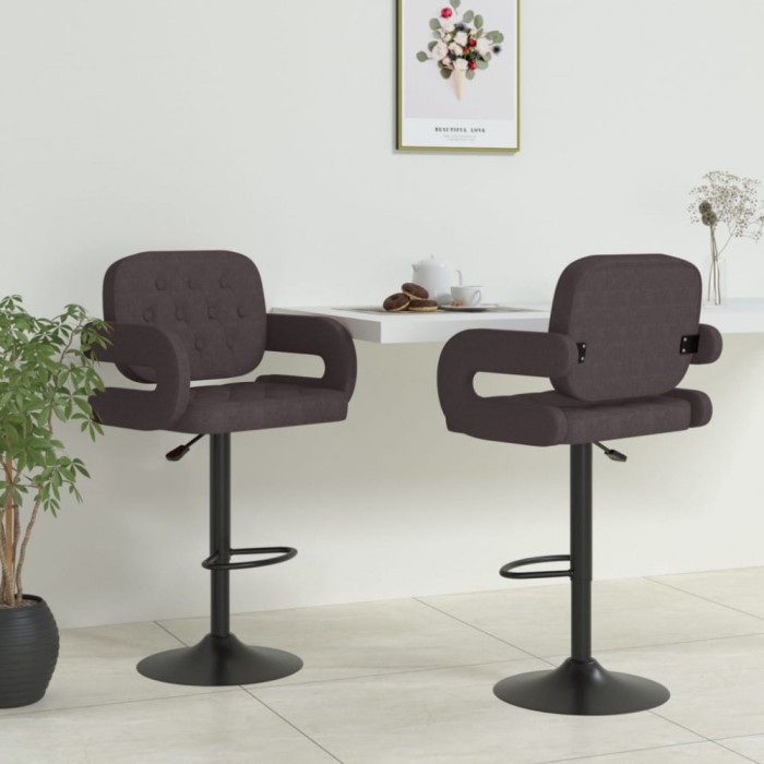 vidaXL Scaune de bar, 2 buc., gri taupe, material textil