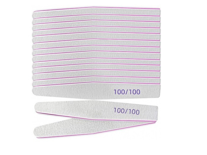 Set 15 pile pentru unghii Lofuanna, 17.8 cm, granulatie 100, 100, gri, roz