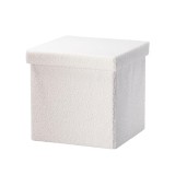 Cumpara ieftin Taburet pliabil cu spatiu depozitare textil buclat alb 38 x 38 x 38 cm
