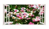 Sticker decorativ, Fereastra 3D, Flori, 85 cm, 293STK, natura si peisaje