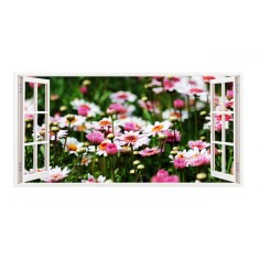 Sticker decorativ, Fereastra 3D, Flori, 85 cm, 293STK