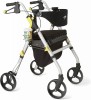 Rolator Pliabil Medline cu Scaun &amp; Roti 20cm, Cos Cumparaturi, Frane, Suport Pahar, Reflectorizant, Reglabil, Persoane Varstnice/Dizabilitati