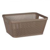 Coș Depozitare Plastic, Model Ratan, Bej, Capacitate 5.4L, Cu M&acirc;nere, Oem