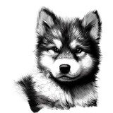 Sticker decorativ Caine Husky, Negru, 70 cm, 8145ST