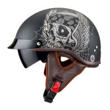 Casca moto open face W-TEC Longroad-Wings Skull, negru, viziera retractabila