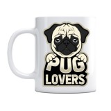 Cana alba personalizata catel &quot;Pug lovers&quot;, INOVATIX&reg;. 330ml