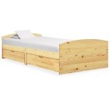 Cumpara ieftin Cadru de pat cu 2 sertare, 90 x 200 cm, lemn masiv de pin