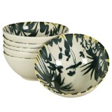 Set 6 boluri, 600 ml, Hawaii, Crem deschis cu frunze negre