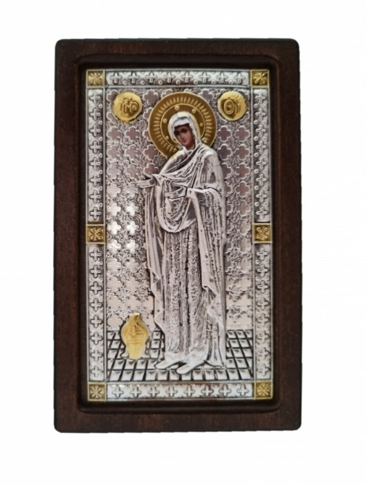 Icoana argint Maica Domnului Gerontissa 10x16 cm