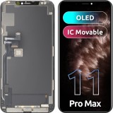 Cumpara ieftin Display cu Touchscreen MP compatibil cu Apple iPhone 11 Pro Max, cu Rama, Versiune OLED FHD IC Movable, Negru