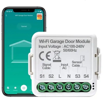 Releu Inteligent WiFi Garaj cu Monitorizare Inchis/Deschis 220V Tuya/SmartLife @SmartWiz smw72 foto