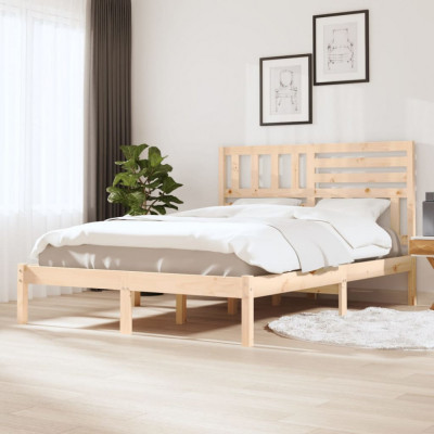Cadru de pat dublu, 135x190 cm, lemn masiv de pin GartenMobel Dekor foto