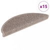 VidaXL Covorașe pentru scări, 15 buc., 56x17x3 cm, bej &icirc;nchis, semirotunde 326896