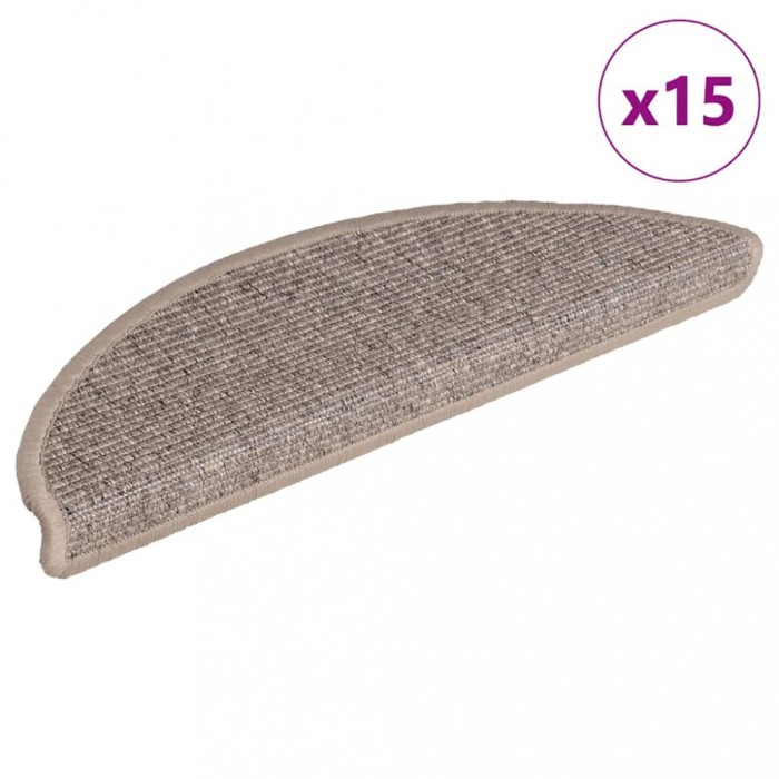 vidaXL Covorașe pentru scări, 15 buc., 56x17x3 cm, bej &icirc;nchis, semirotunde