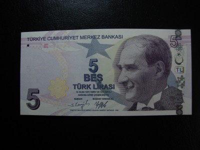 TURCIA 5 LIRE UNC foto
