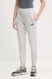Puma pantaloni de trening femei, culoarea gri, cu imprimeu, 682450