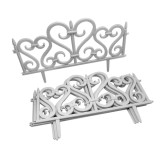 Gard de gradina decorativ, plastic alb, set 4 buc,&nbsp;59.5x37 cm