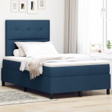 vidaXL Pat cu arcuri , saltea și lumină LED albastră 120x200 cm din țesătură