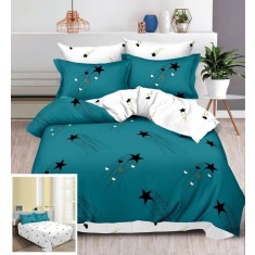 Lenjerie Pat Milo Sf120, Bumbac, 4 Piese, Fara Elastic, Albastru