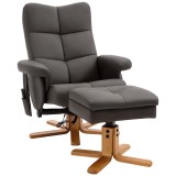 HOMCOM Fotoliu de masaj cu taburet, rotativ la 360&deg;, fotoliu de relaxare electric cu funcții de culcare și spațiu de depozitare, fotoliu TV cu buzunar