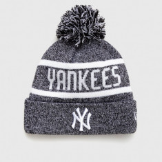 New Era caciula din amestec de lana culoarea gri, din tricot gros, NEW YORK YANKEES