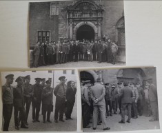 Lot de 3 foto cu militari romani la Pardubice, Cehia, fabrica de bere / stampile