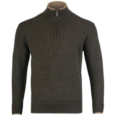 Jack Pyke Ashcombe Pulover 100% l&acirc;nă de miel cu fermoar, culoare oliv, mărimea XL