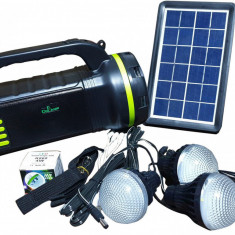 Kit solar lanterna solara cu 3 becuri incarcare telefon radio mp3 bluetooth