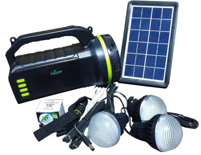 Kit solar lanterna solara cu 3 becuri incarcare telefon radio mp3 bluetooth foto