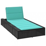 Cumpara ieftin Sezlong cu pernă plutitoare Rattan poli negru