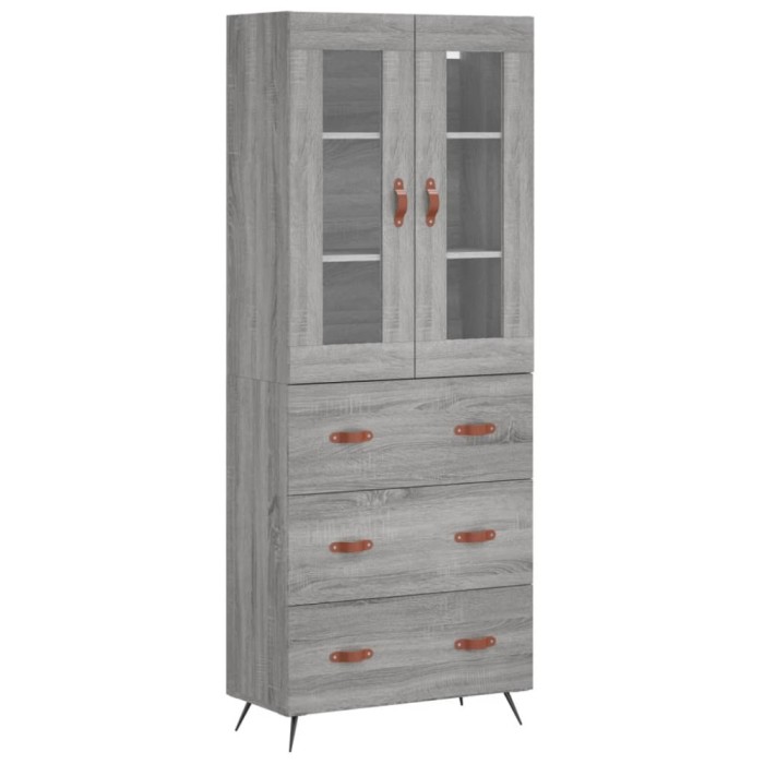 Dulap inalt, gri sonoma, 69,5x34x180 cm, lemn compozit