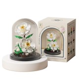 Set Constructie Lotus Alb Innovium&trade;, Relaxare Creativa si Mindfulness, Pachet Special cu Dom Protectiv Floare 3D cu Ghiveci, 150 Piese, 85x8