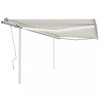 Copertină retractabilă manual, cu LED, crem, 4,5x3,5 m