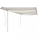 VidaXL Copertină retractabilă manual, cu LED, crem, 4,5x3,5 m