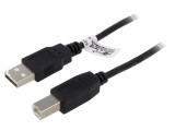 Cablu USB 2.0 A la B 3m negru Fire CCS PVC, Goobay