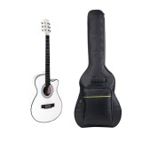 Cumpara ieftin Set husa si chitara clasica din lemn, Cutaway alb, 95 cm