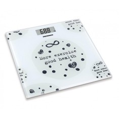 Cantar de baie Heinner, sticla securizata, display LCD, indicator baterie descarcata, maxim 150 kg, Alb/Negru
