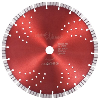 Disc diamantat de tăiere cu segmente turbo și găuri oțel 300 mm foto