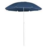 vidaXL Umbrelă de soare de grădină, st&acirc;lp din oțel, albastru, 180 cm