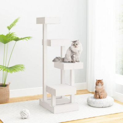 vidaXL Ansamblu de pisici, alb, 45,5x49x103 cm, lemn masiv de pin foto