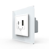 Cumpara ieftin Priza USB-A + USB-C Livolo 36W cu rama din sticla alba